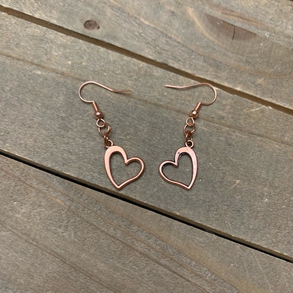 handmade Jewelry - 3 for $25 Handmade Rose Gold Heart Earrings
